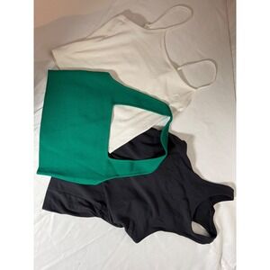 Lot 3 Women Tank Tops American Eagle,‎ black Athletic, and Green Knit the drop S